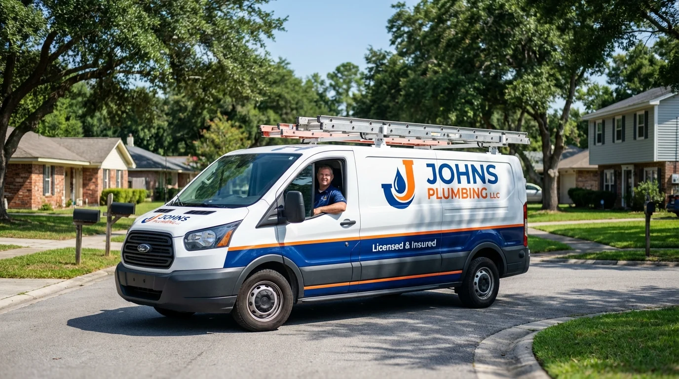 Johns Plumbing LLC service van in Southborough, MA