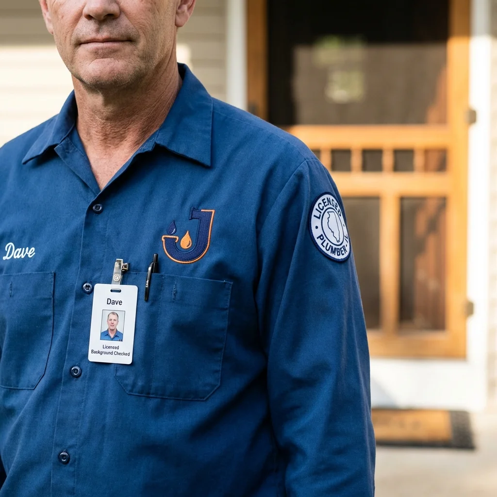 Licensed plumber showing ID badge in Southborough, MA