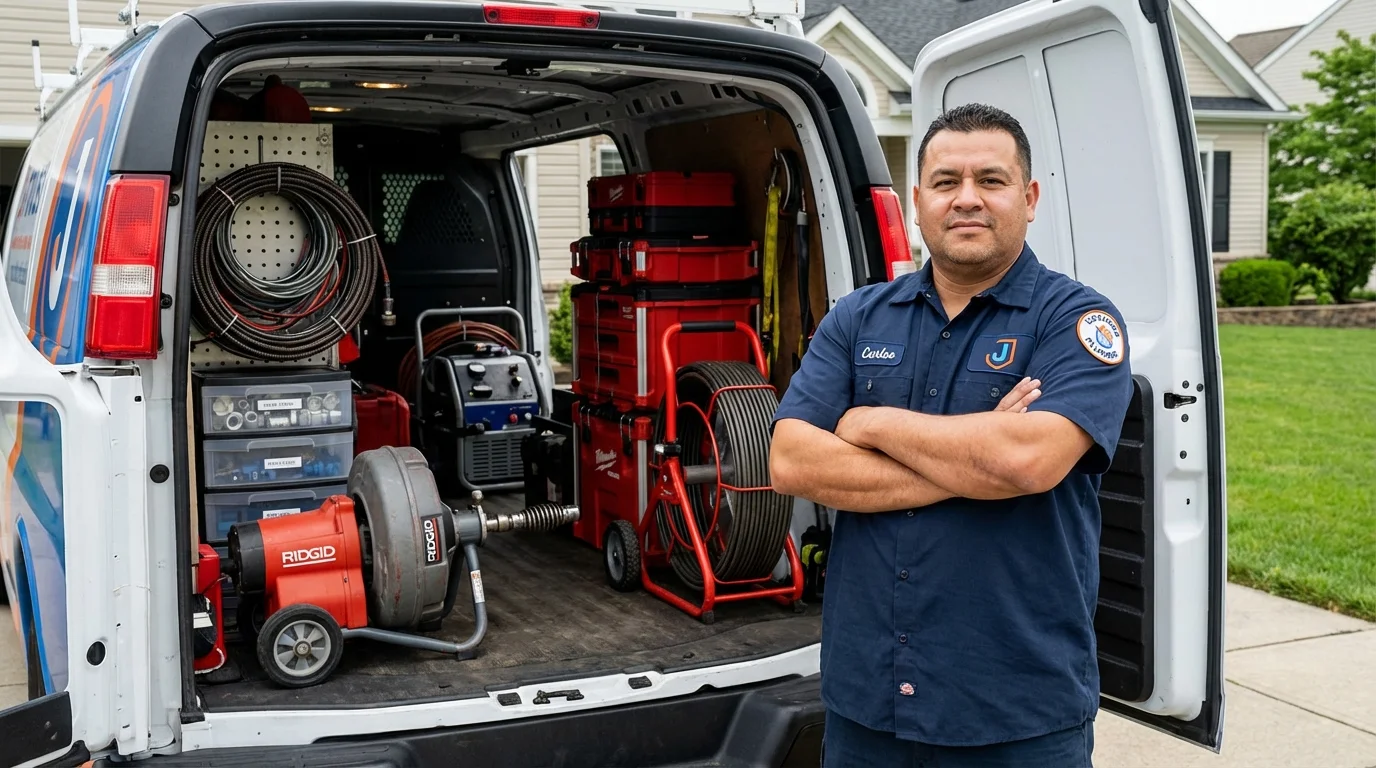 Professional drain cleaning equipment and Johns Plumbing LLC plumber in Southborough
