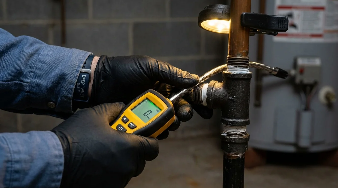 Gas leak detection with electronic sniffer by Johns Plumbing LLC in Southborough