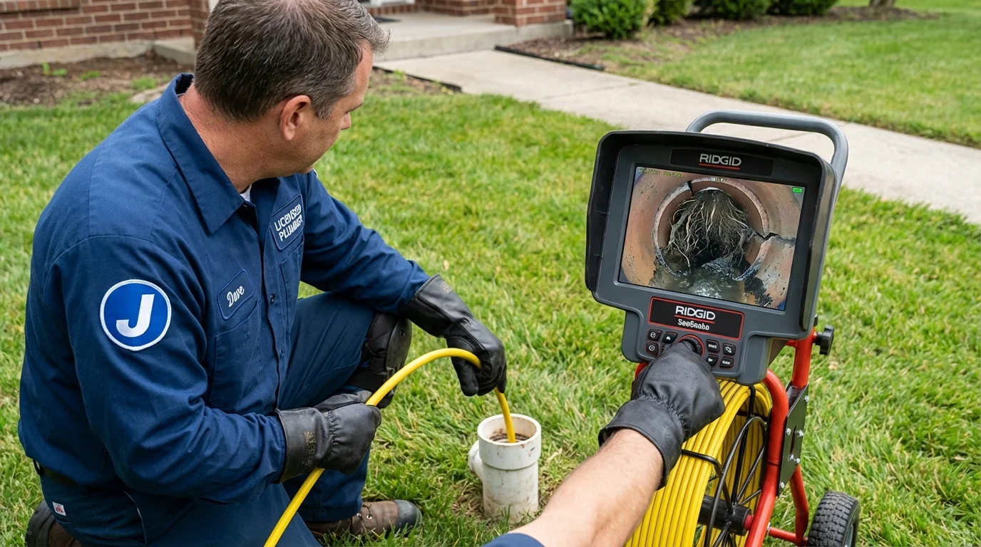 Sewer camera inspection being performed by Johns Plumbing LLC in Southborough
