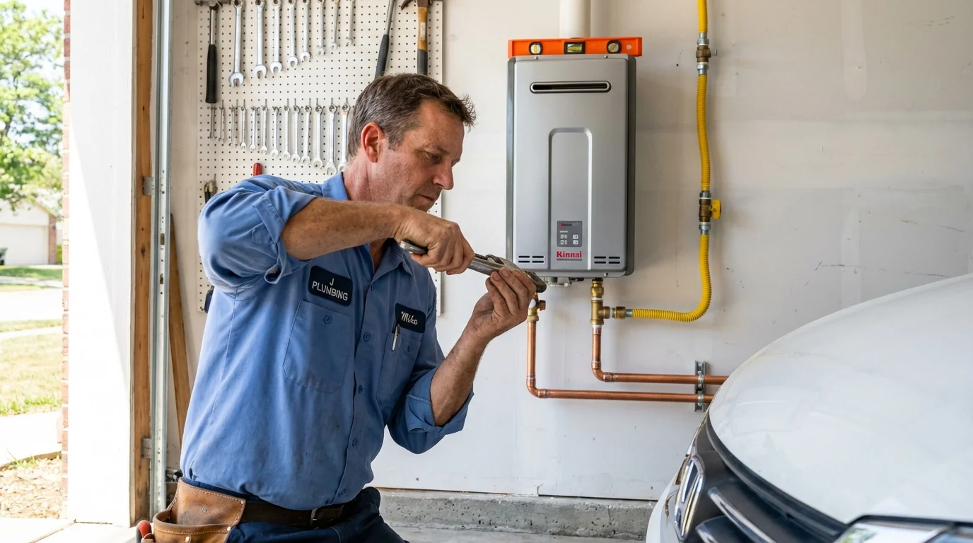 Tankless water heater installation by a Johns Plumbing LLC plumber in Southborough